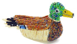 mallard duck figurine, beaded duck