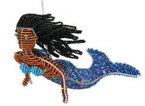 mermaid figurine, beaded mermaid