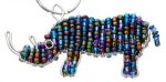 beaded rhino key chain, beaded rhino keyring, rhino key chain, rhino keyring