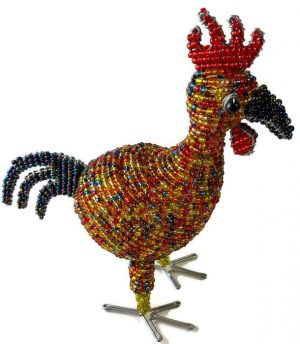 beaded rooster, rooster figurine