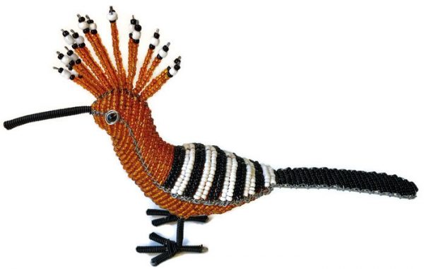 hoopoe figurine, beaded hoopoe