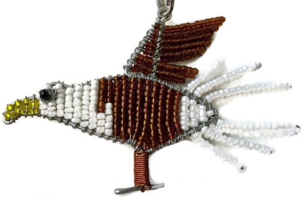 bald eagle key chain, beaded eagle keyring