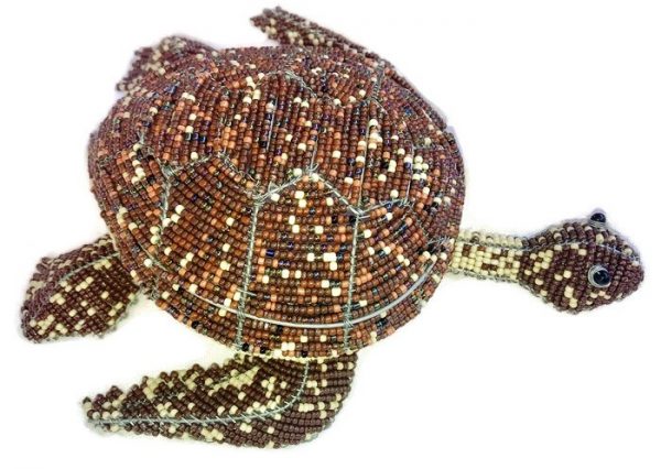 beaded sea turtle, sea turtle figurine, green sea turtle figurine