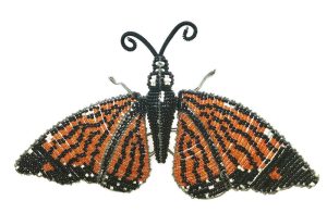 monarch butterfly figurine, beaded butterfly figurine