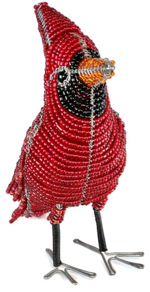 beaded cardinal figurine, cardinal figurine