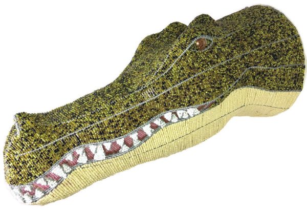 beaded crocodile trophy head, alligator trophy head, beaded croc trophy head