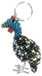 beaded guinea fowl key chain, guinea fowl keyring