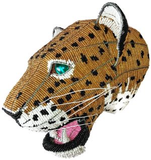 beaded leopard trophy head
