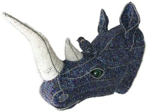 beaded rhino trophy head, rhino trophy head, rhino head