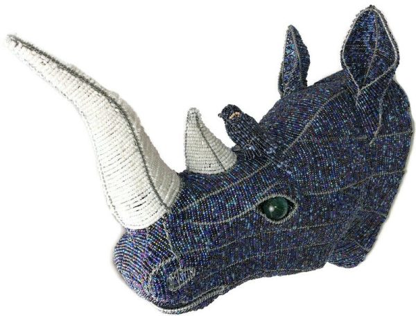 beaded rhino trophy head, rhino trophy head, rhino head