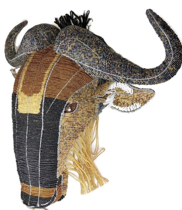 beaded wildebeest trophy head