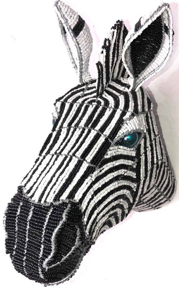 zebra trophy head, zebra head, beaded zebra head
